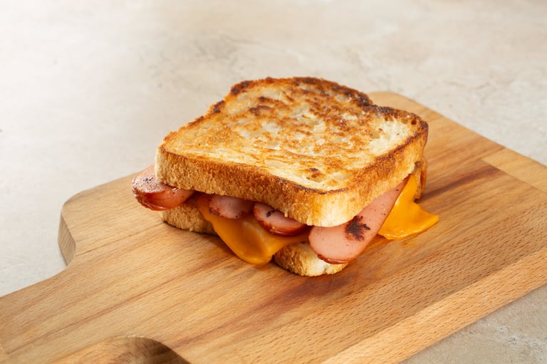Dairy-free gluten-free hot dog cheese melt